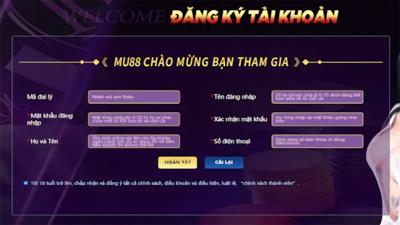 Hướng dẫn cách đăng ký tài khoản mu88 qua máy tính, laptop, PC